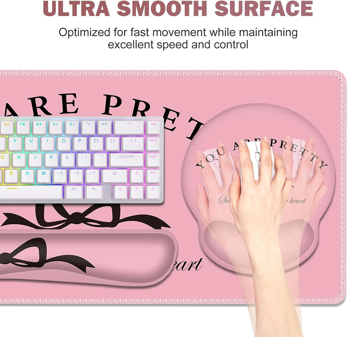 Gaming Mouse Pad, Large Desk Mat, 4in1 XXL Mousepad Cute Desk Pad Protector