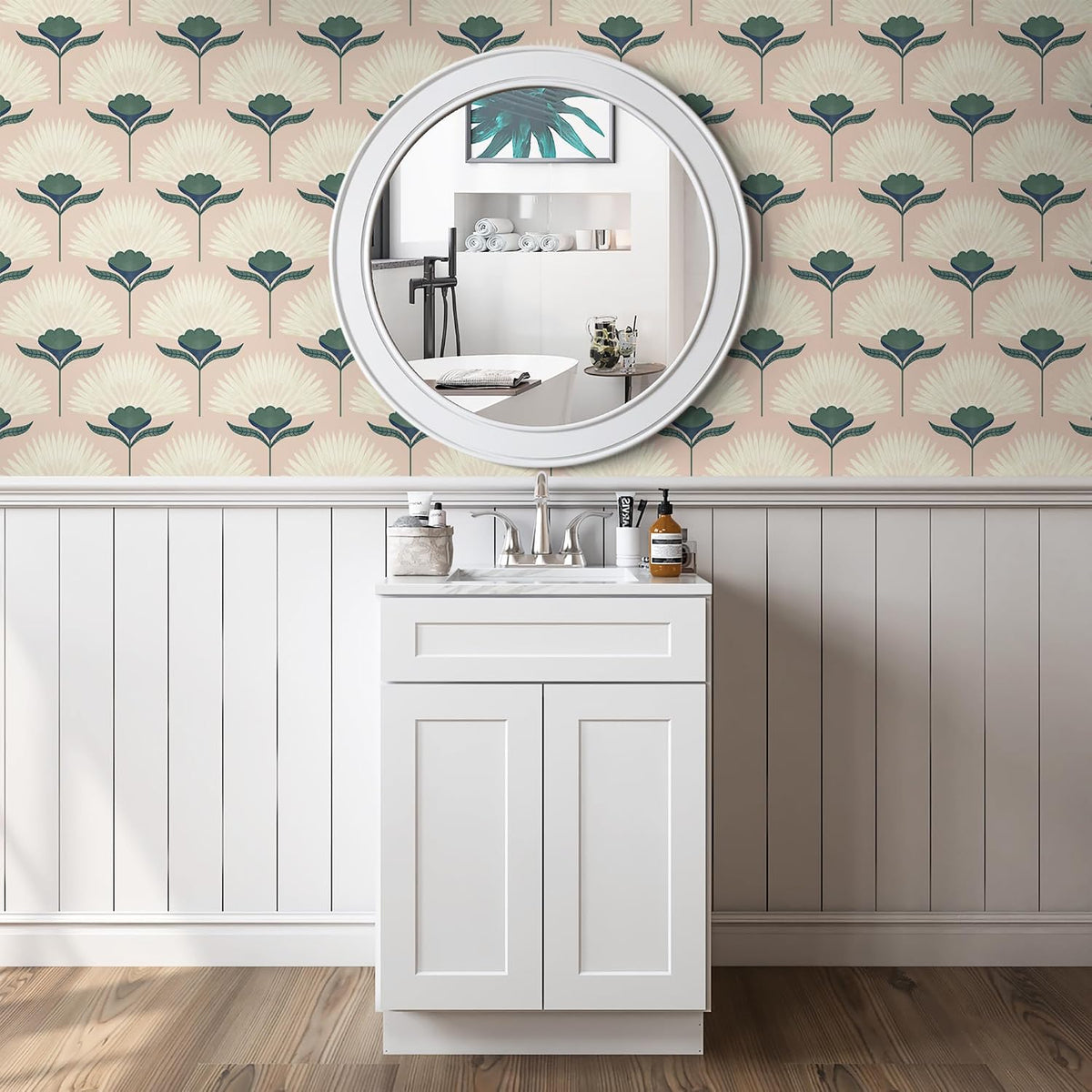 Vintage Wallpaper Peel and Stick Botanical Contact Paper Boho Wall Paper Pink Removable Self Adhesive Bathroom Bedroom Eco-Friendly Thicken 17.3" × 78.7"
