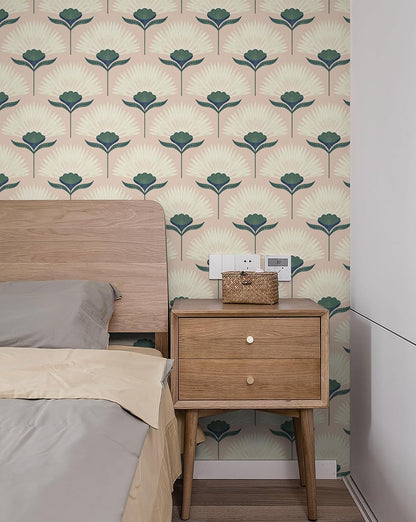 Vintage Wallpaper Peel and Stick Botanical Contact Paper Boho Wall Paper Pink Removable Self Adhesive Bathroom Bedroom Eco-Friendly Thicken 17.3" × 78.7"