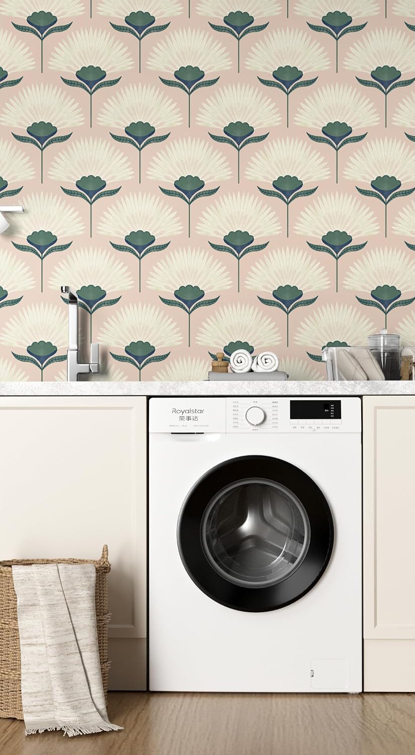 Vintage Wallpaper Peel and Stick Botanical Contact Paper Boho Wall Paper Pink Removable Self Adhesive Bathroom Bedroom Eco-Friendly Thicken 17.3" × 78.7"