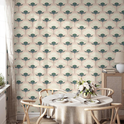 Vintage Wallpaper Peel and Stick Botanical Contact Paper Boho Wall Paper Pink Removable Self Adhesive Bathroom Bedroom Eco-Friendly Thicken 17.3" × 78.7"