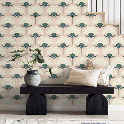 Vintage Wallpaper Peel and Stick Botanical Contact Paper Boho Wall Paper Pink Removable Self Adhesive Bathroom Bedroom Eco-Friendly Thicken 17.3" × 78.7"