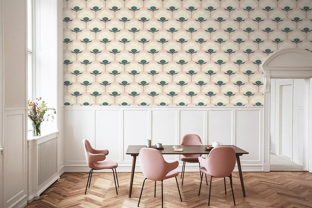 Vintage Wallpaper Peel and Stick Botanical Contact Paper Boho Wall Paper Pink Removable Self Adhesive Bathroom Bedroom Eco-Friendly Thicken 17.3" × 78.7"