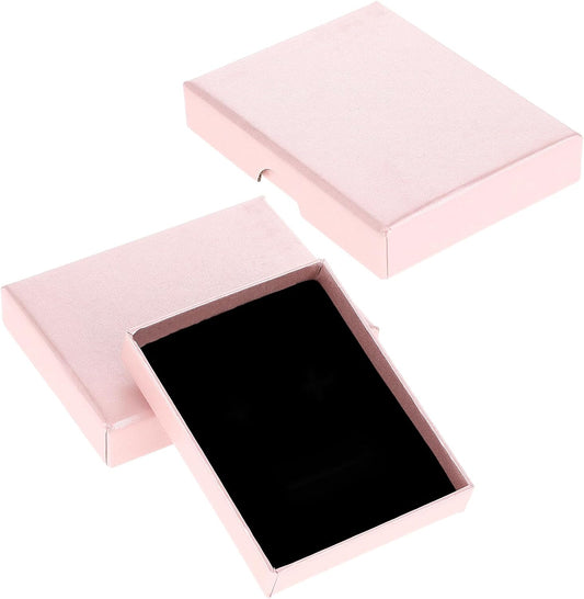 2 Pack Small Jewelry Gift Box, Cardboard Jewellery Box with Lids Pendent Storage Case Necklace Bracelet Earring Cardboard Organizer Square Jewelry Gift Boxes for Necklaces Bracelets Earrings(Pink)