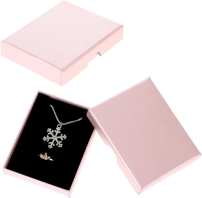 2 Pack Small Jewelry Gift Box, Cardboard Jewellery Box with Lids Pendent Storage Case Necklace Bracelet Earring Cardboard Organizer Square Jewelry Gift Boxes for Necklaces Bracelets Earrings(Pink)