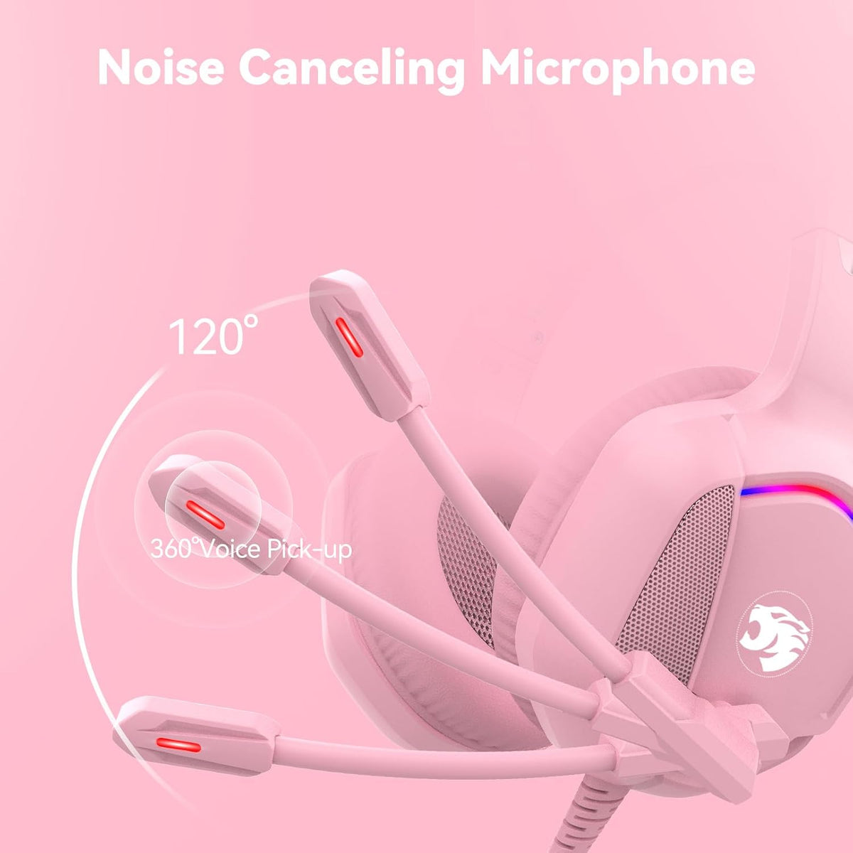 A36 Pink Gaming Headset with Mic Stereo Headphones for Pc, PS5, Xbox