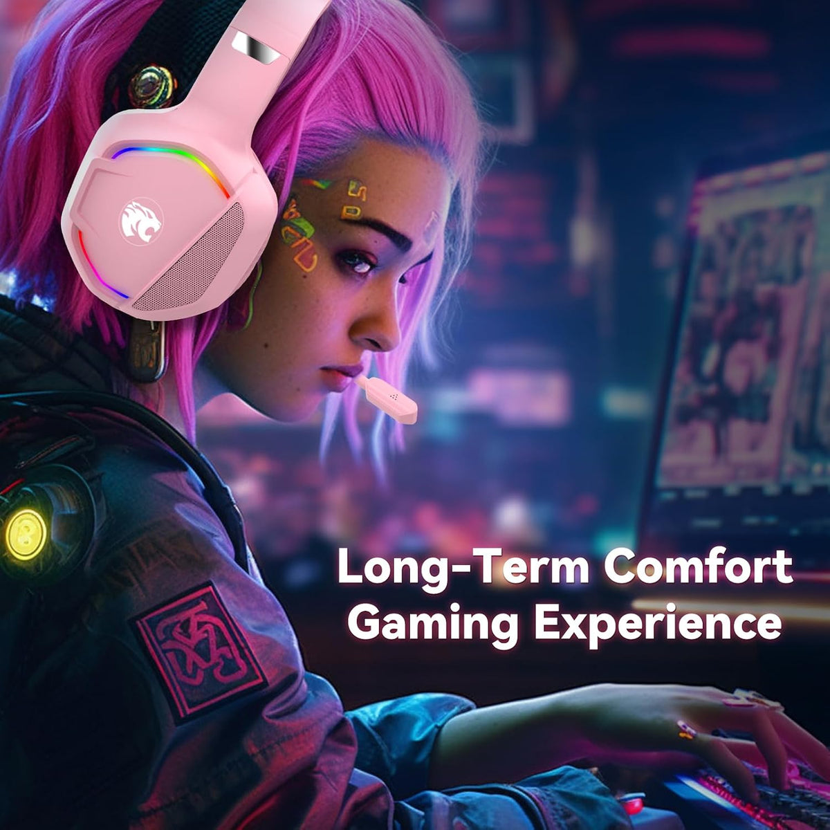 A36 Pink Gaming Headset with Mic Stereo Headphones for Pc, PS5, Xbox