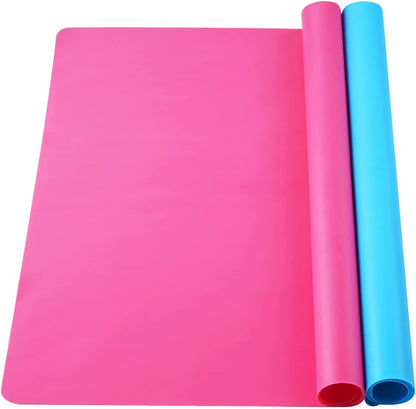2 Pack Silicone Mats for Resin, Crafts,Liquid, Silicone Placemat (Pink+Blue)