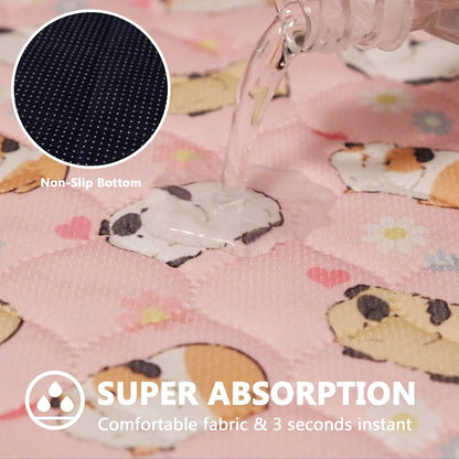 Guinea Pig Bedding, 49x24 2Pack Guinea Pig Fleece Cage Liner, Washable Waterproof Reusable & Anti Slip, Absorbent Guinea Pig Pee Pad for Small Animal, Rabbit, Bunny, Chinchilla, Pink