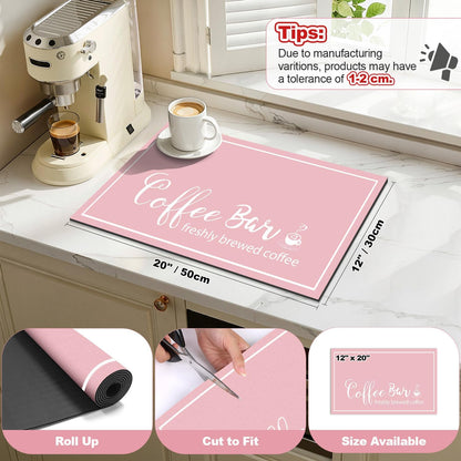 Dish Drying Mat, 12" x 20" Super Absorbent & Hide Stain Coffee Mat, Cuttable Drying Mat for Kitchen Counter, Coffee Bar Accessories, Under Dish Rack, Coffee Maker, Espresso Machine, Pink