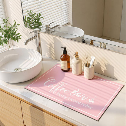 Dish Drying Mat, 12" x 20" Super Absorbent & Hide Stain Coffee Mat, Cuttable Drying Mat for Kitchen Counter, Coffee Bar Accessories, Under Dish Rack, Coffee Maker, Espresso Machine, Pink