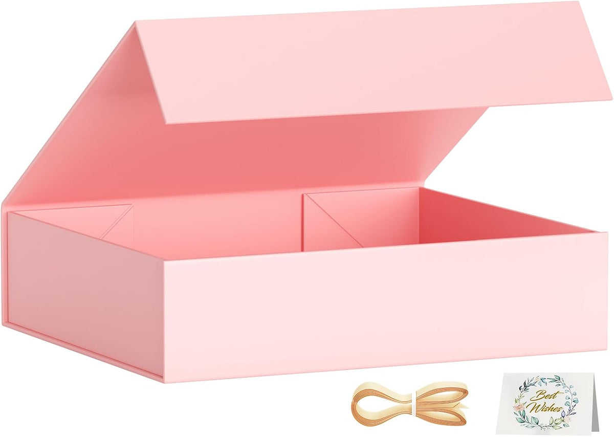 Gift Box 11.5x7.8x3 In, Pink Gift Boxes with Lids for Presents