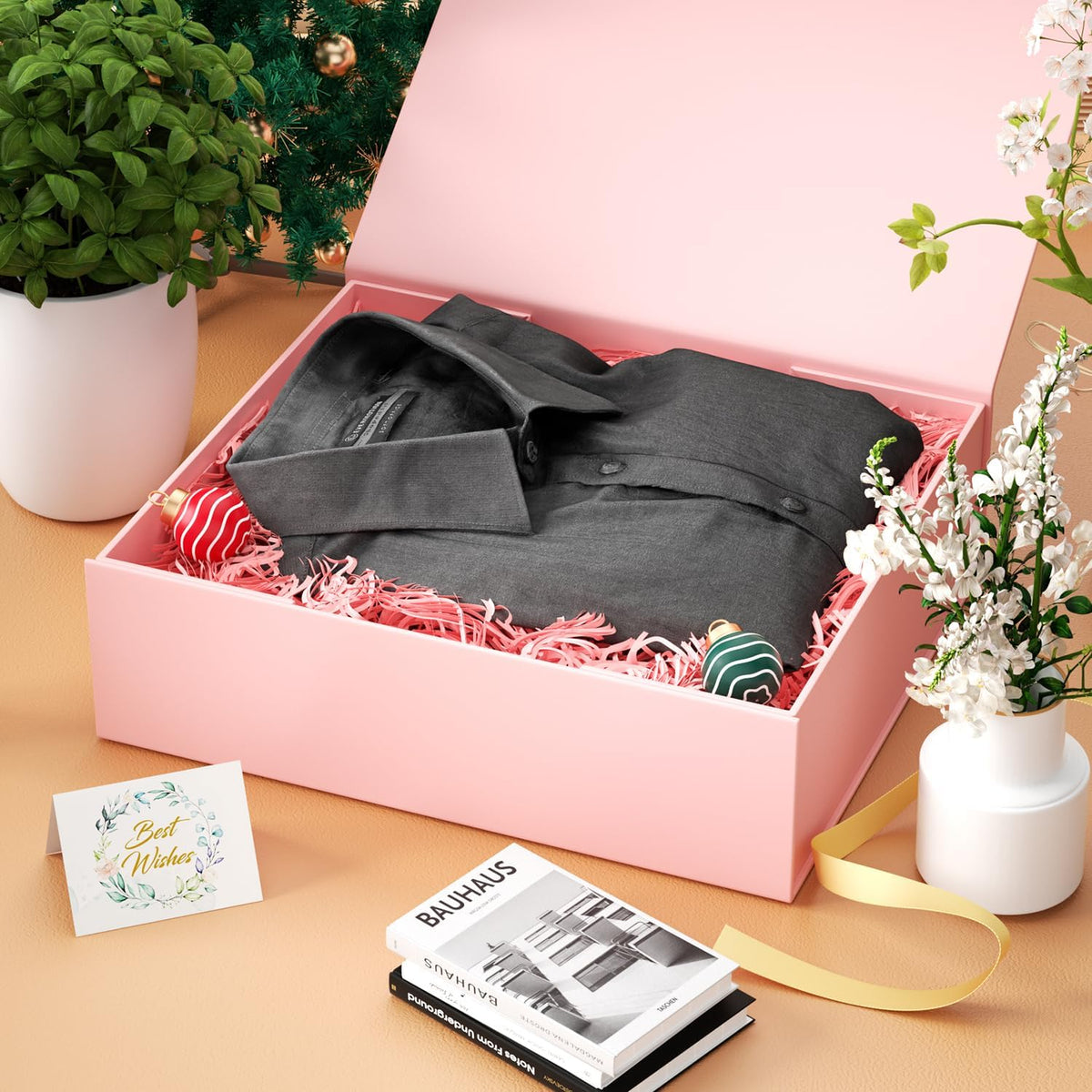 Gift Box 11.5x7.8x3 In, Pink Gift Boxes with Lids for Presents