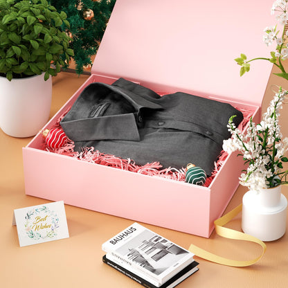 Gift Box 11.5x7.8x3 In, Pink Gift Boxes with Lids for Presents
