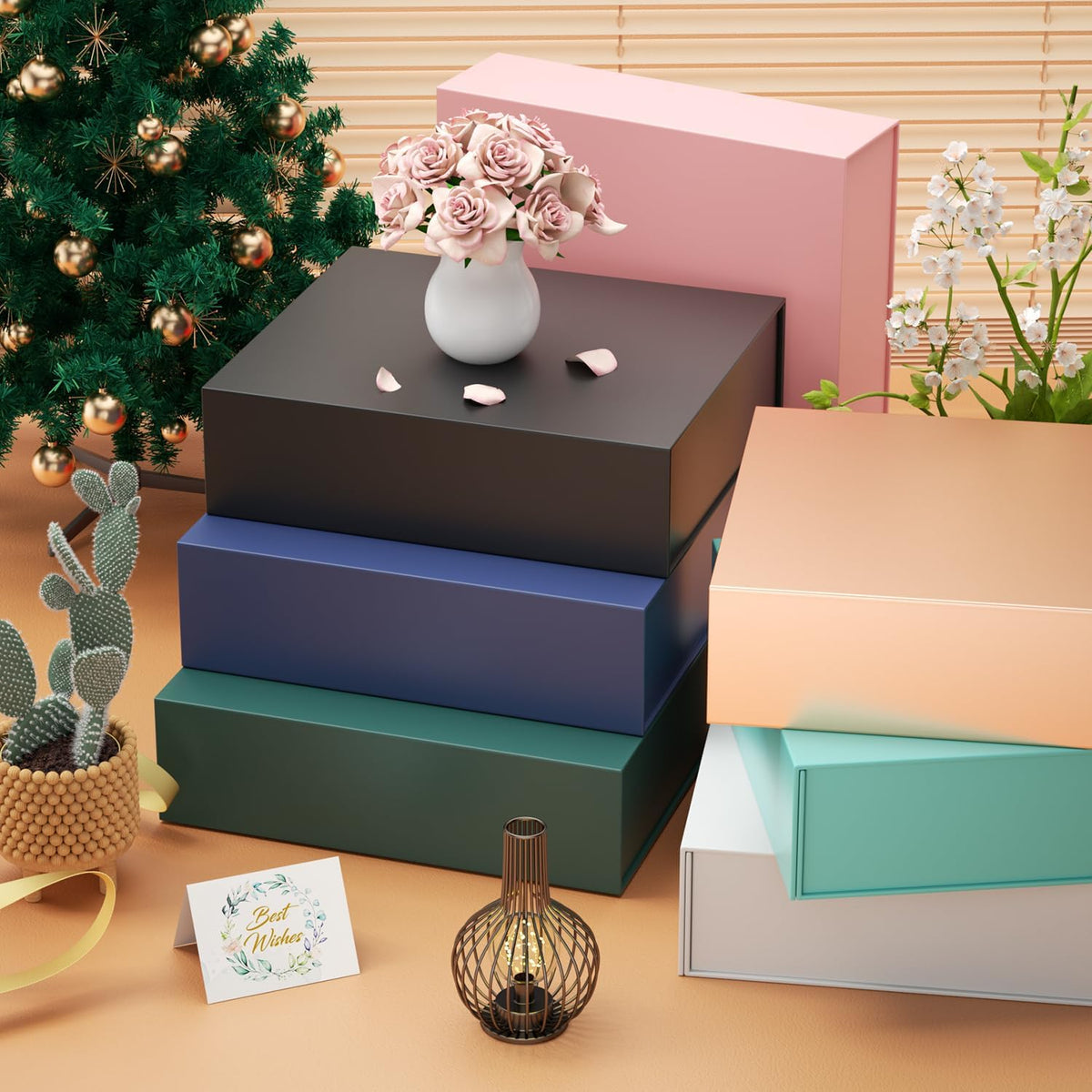Gift Box 11.5x7.8x3 In, Pink Gift Boxes with Lids for Presents