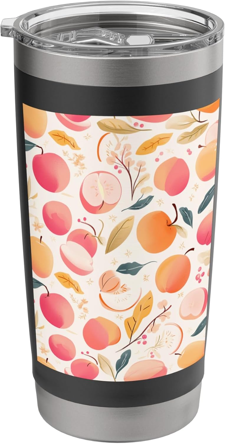 Peach Pattern Art Minimalist Fruit Stainless Steel Insulated Tumbler