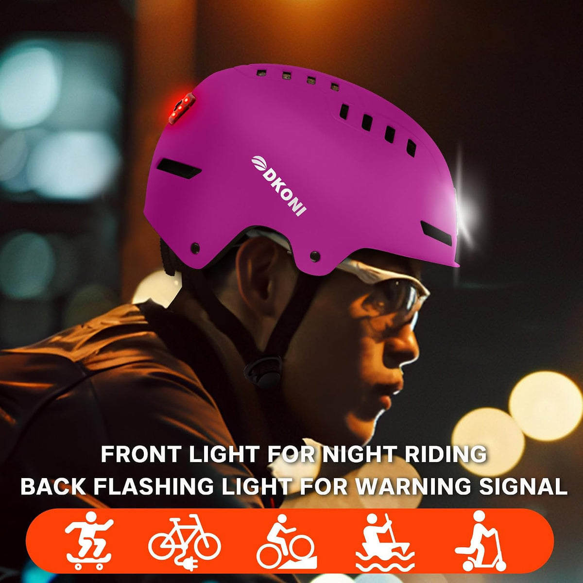 Bike Helmet with LED Lights Bicycle Helmets Commuter Cycling Helmet USB Rechargeable Front & Back LED Light Helmet for Adult Men Women