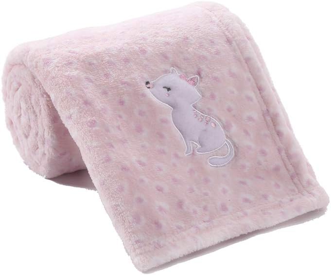 30''X40'' Cute Plush Cozy and Warm Fleece Baby Blanket for Girls Infant Toddler Crib Cot Stroller - Pink Cat