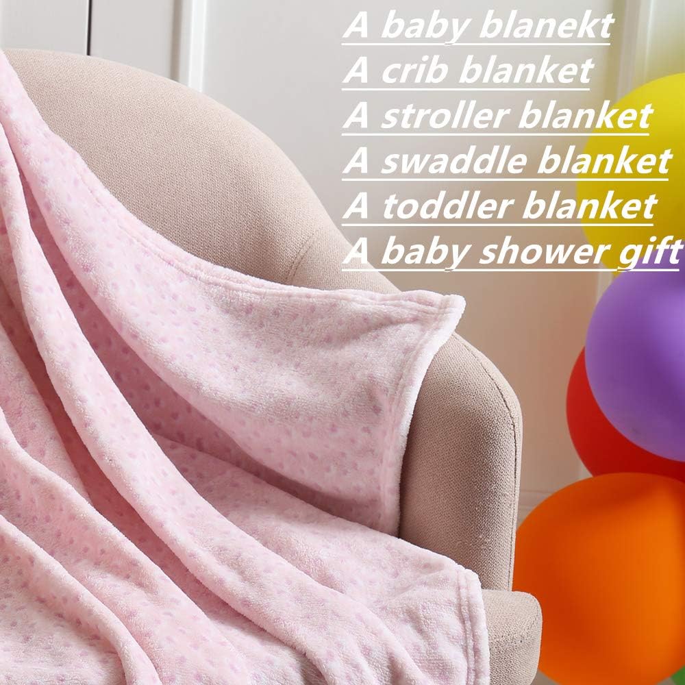 30''X40'' Cute Plush Cozy and Warm Fleece Baby Blanket for Girls Infant Toddler Crib Cot Stroller - Pink Cat