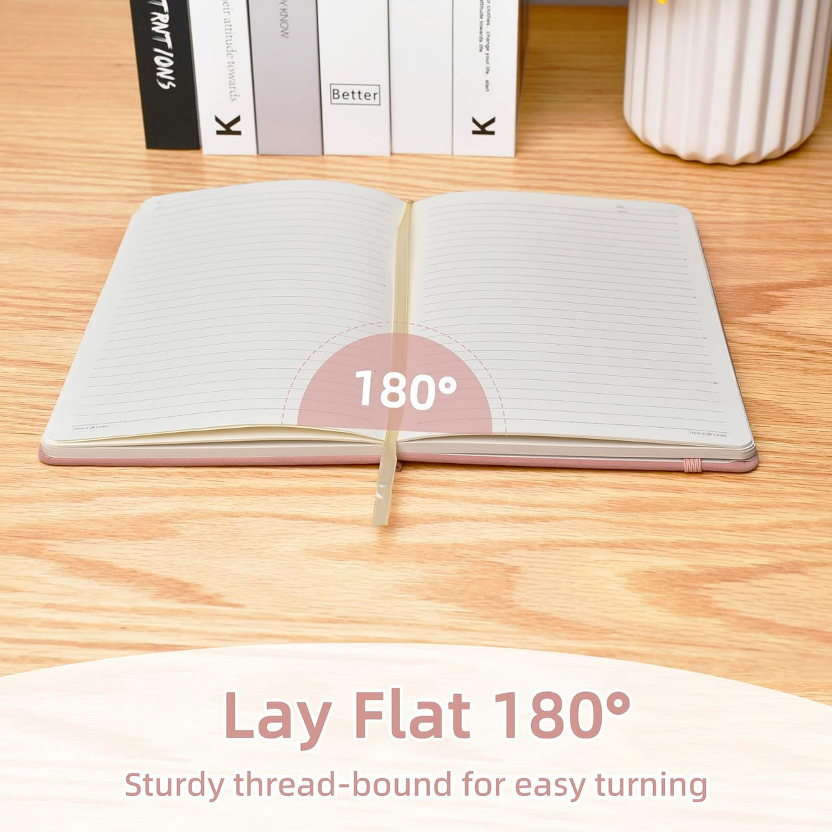 College Ruled Note Books, 192 Pages, 5.7''x8.3'', 100 GSM Thick Paper, Hardcover Lined Notebook, Writing Journals for School & Note Taking, Pink