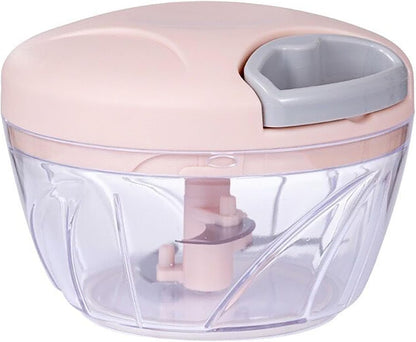 Manual Garlic Chopper, 500Ml Pink Cover ABS Resin Hand Pull String Chopper for Crushing Vegetables and Spice (Pink)