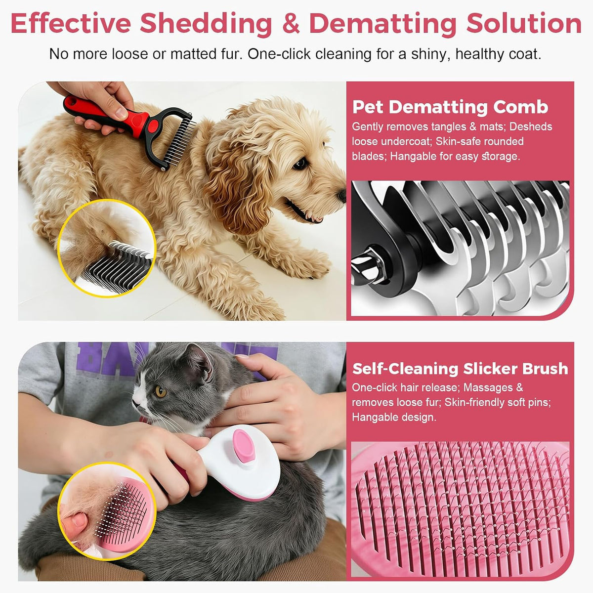 11 Piece Dog Grooming Kit - Hair, Nail, Massage Bath Supplies For Pets Cats