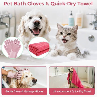 11 Piece Dog Grooming Kit - Hair, Nail, Massage Bath Supplies For Pets Cats