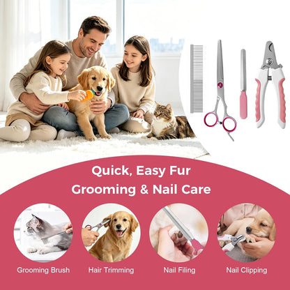 11 Piece Dog Grooming Kit - Hair, Nail, Massage Bath Supplies For Pets Cats