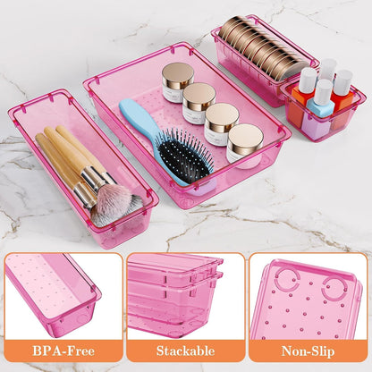25 PCS Plastic Drawer Organizer, 4-Size Versatile Organizer Trays & storage Bins