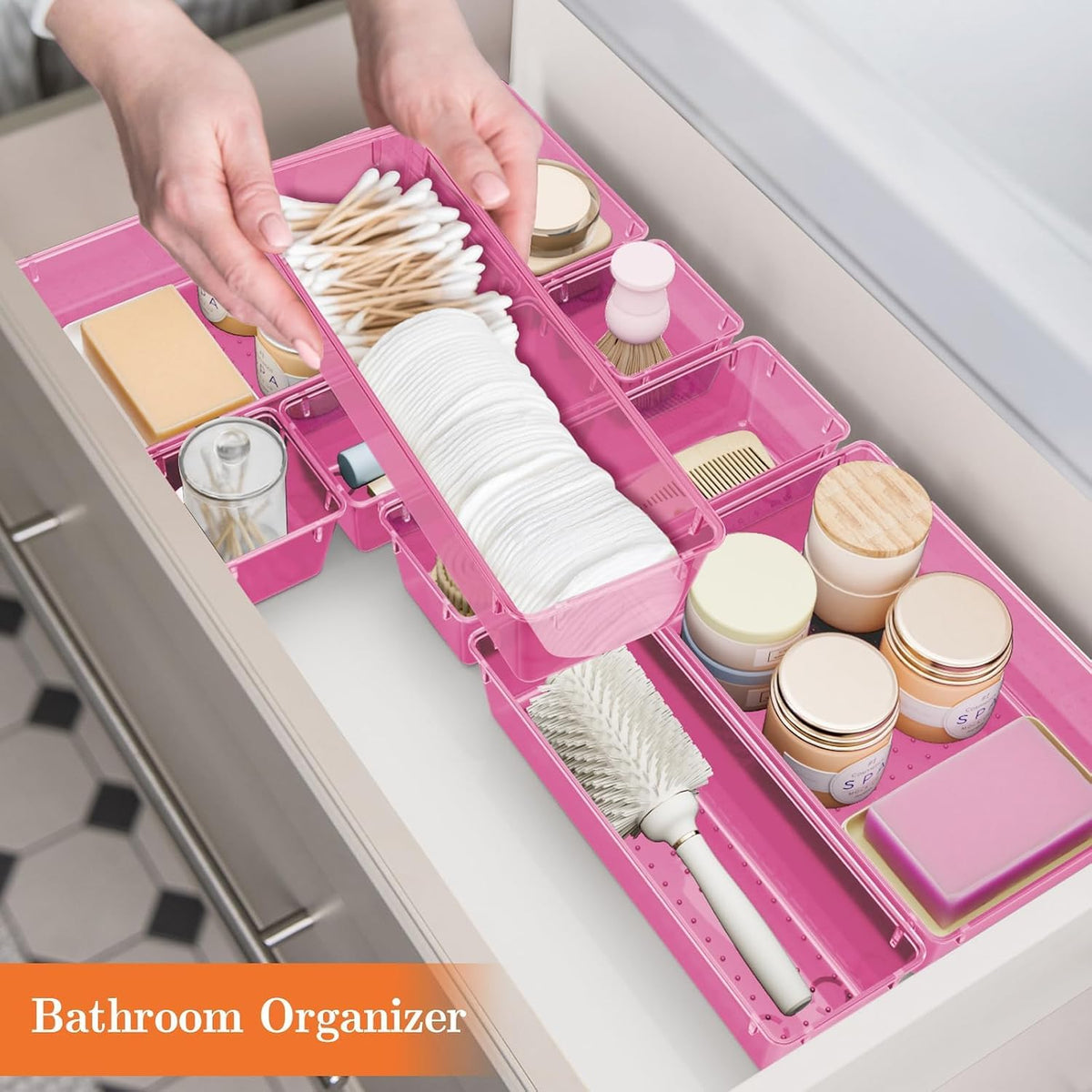 25 PCS Plastic Drawer Organizer, 4-Size Versatile Organizer Trays & storage Bins