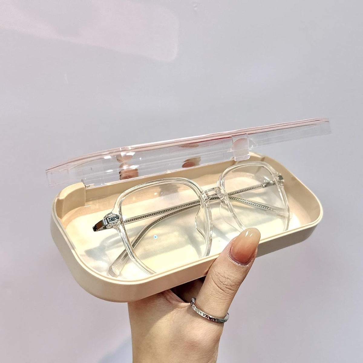 Glasses Case Hard Shell, Clear Eyeglass Case, Cute Holder for Sunglasses and Reading Glasses