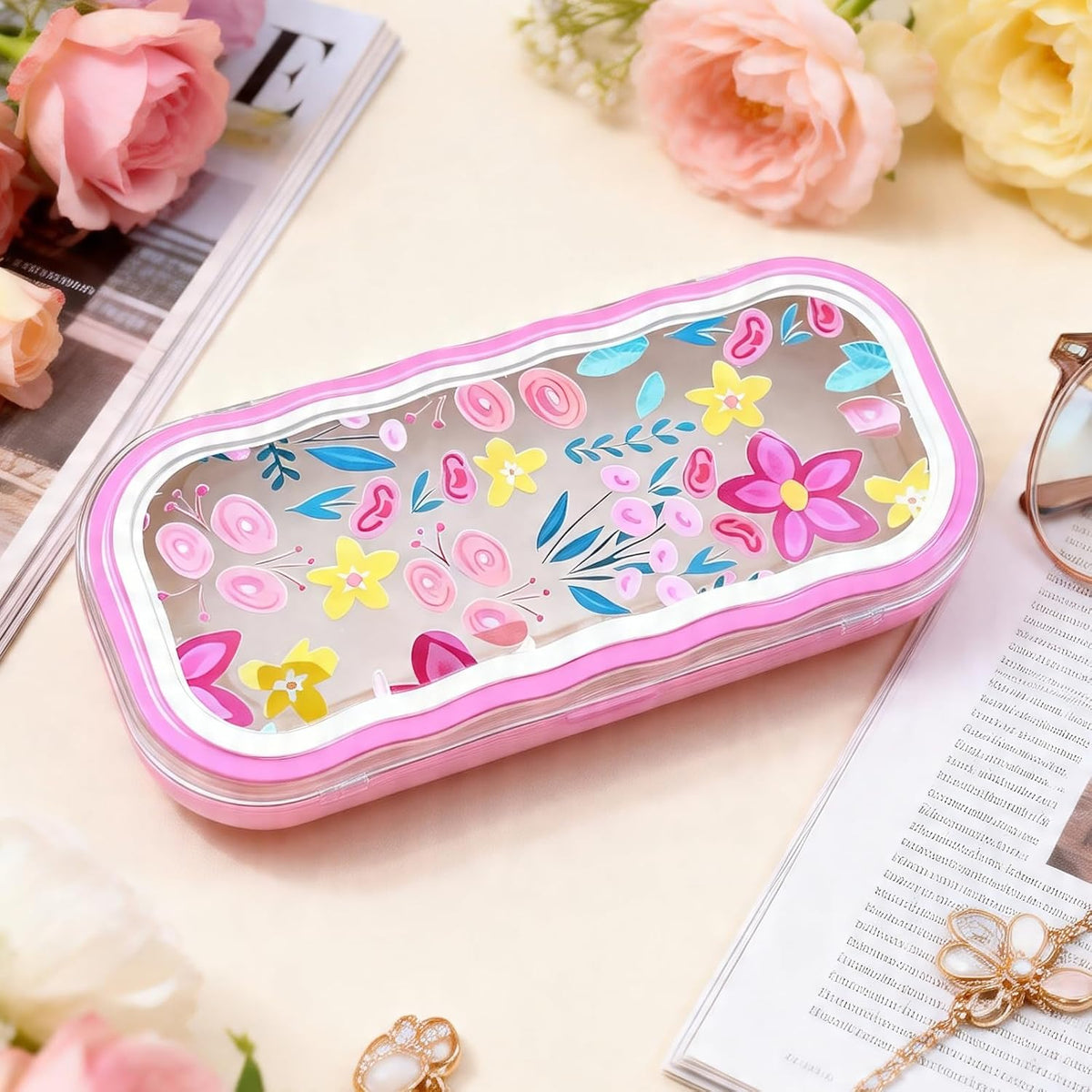 Glasses Case Hard Shell, Clear Eyeglass Case, Cute Holder for Sunglasses and Reading Glasses