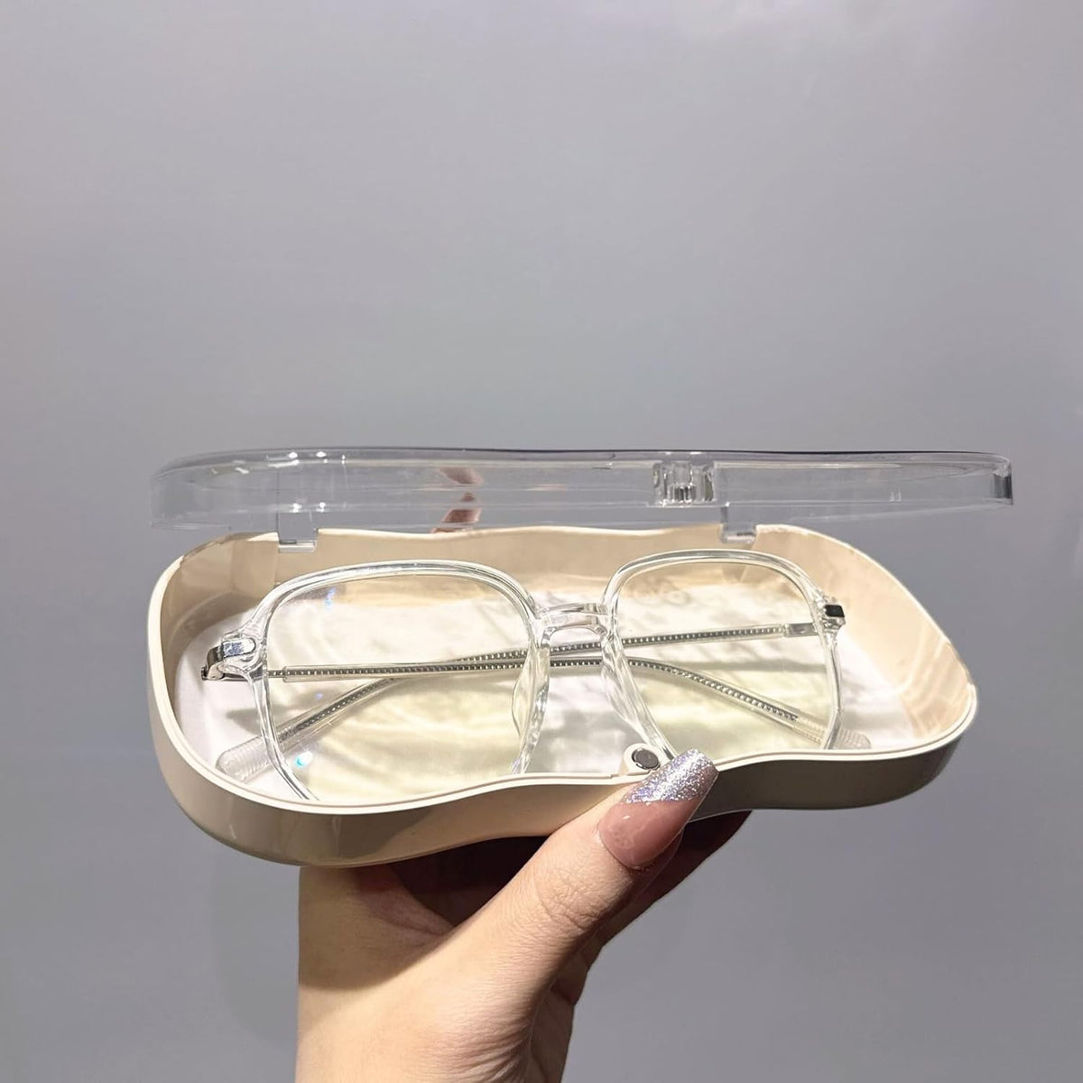 Glasses Case Hard Shell, Clear Eyeglass Case, Cute Holder for Sunglasses and Reading Glasses