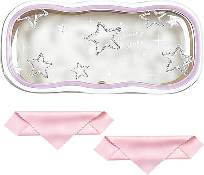 Glasses Case Hard Shell, Clear Eyeglass Case, Cute Holder for Sunglasses and Reading Glasses