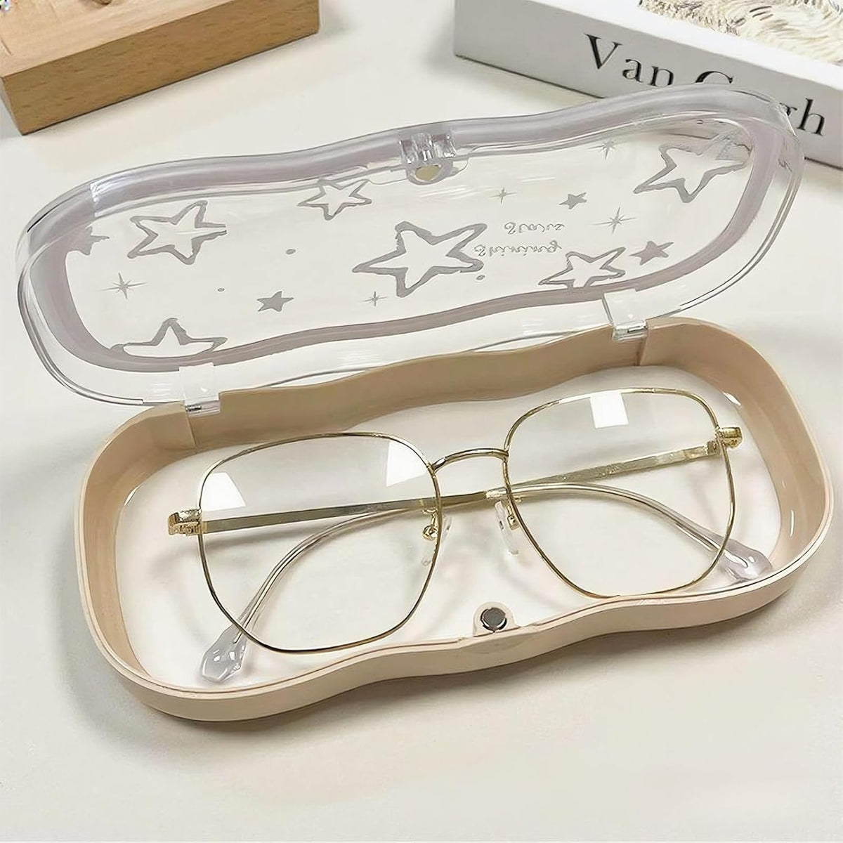 Glasses Case Hard Shell, Clear Eyeglass Case, Cute Holder for Sunglasses and Reading Glasses
