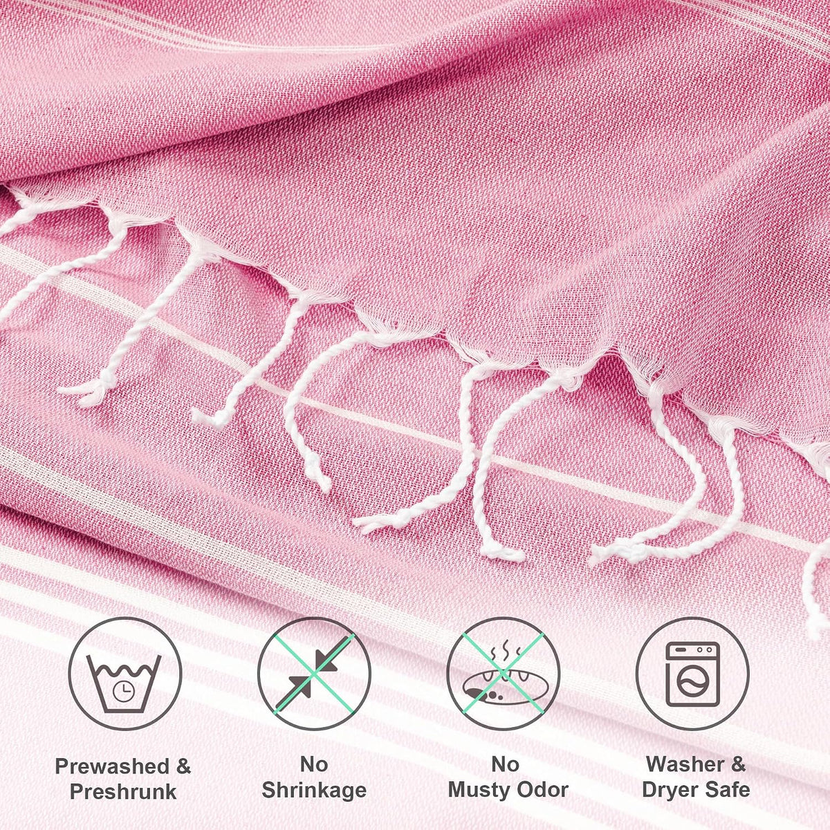 Turkish Beach Towel, 36"x71" Quick Dry Sand Free Oversized Towel, Pink