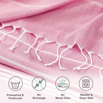 Turkish Beach Towel, 36"x71" Quick Dry Sand Free Oversized Towel, Pink