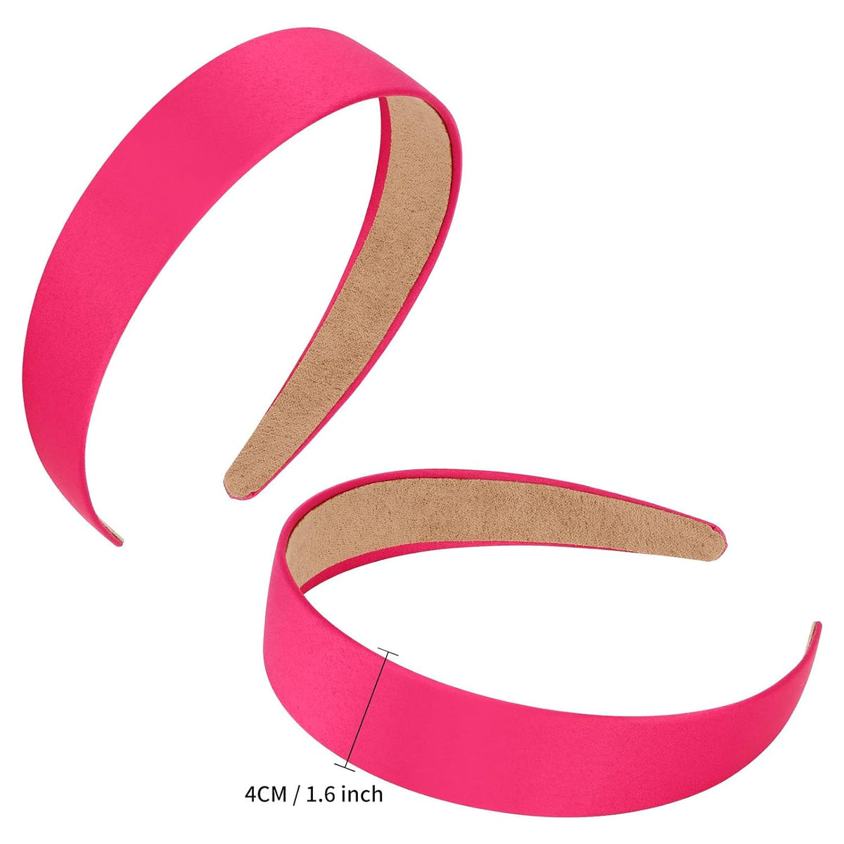 Bright Pink Headband Satin Headbands for Women Girls Non Slip 1.3 Inch Women Hair Bands Halloween Cosplay Diy Holiday Head Band Gifts for Mothers Sisters Hair Accessories