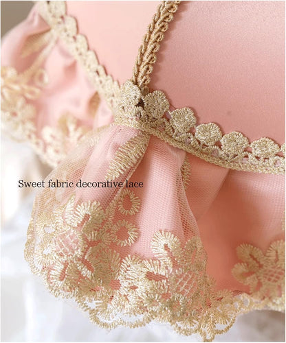 European Style Pink Table Lamp Fabric Drum Shade Victorian Antique Resin Base Decor Lace Bow Romantic Bedside Desk Nightstand Lamp for Girl's Bedroom Living Room Entryway Bookcase Night Light