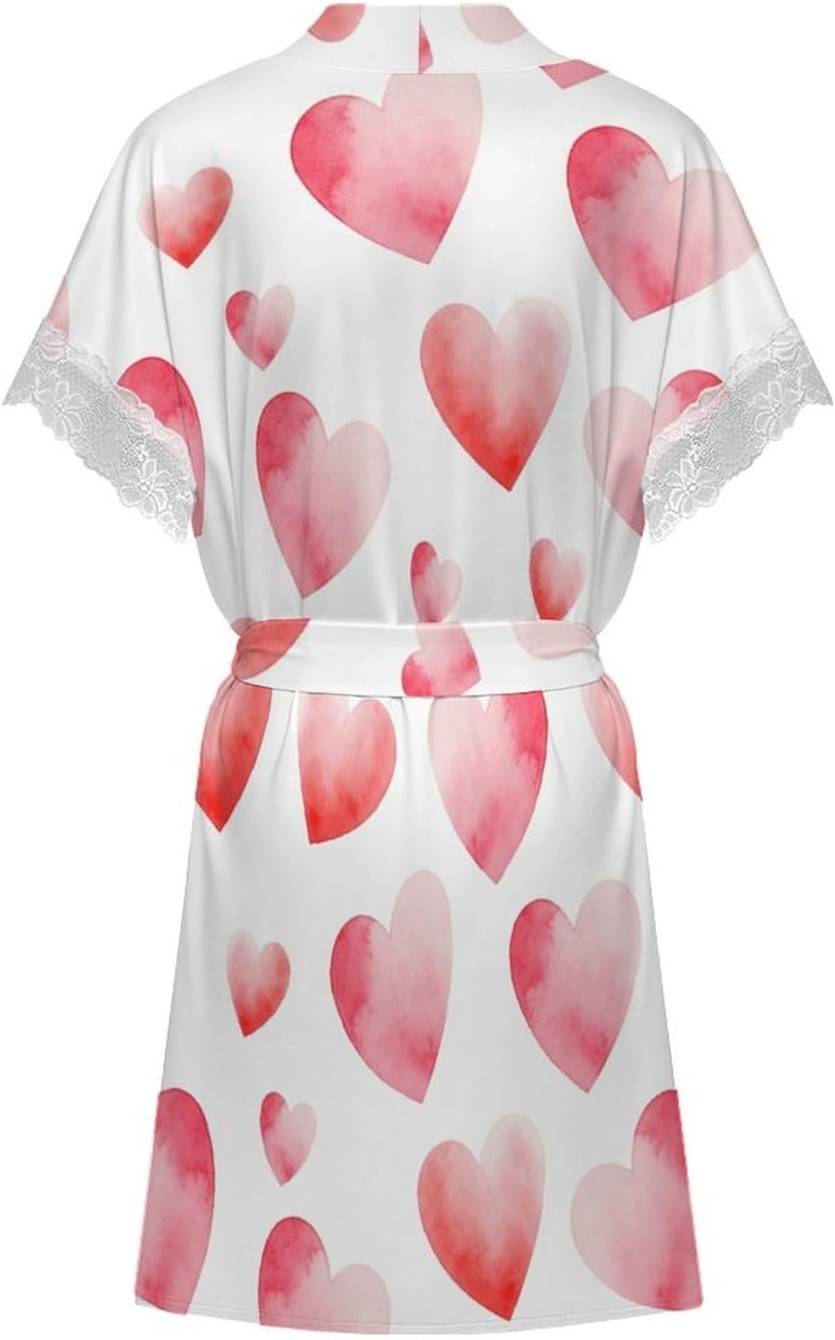 Watercolor Pink Hearts Robe Bride Robe Short Robes for Women