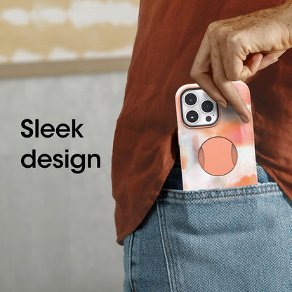 iPhone 14 Pro Max OtterGrip Symmetry Series Case - Peaches (Orange), Built-in Grip, Sleek case, Snaps to MagSafe, Raised Edges Protect Camera & Screen