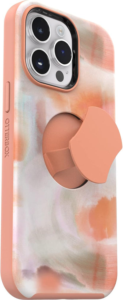 iPhone 14 Pro Max OtterGrip Symmetry Series Case - Peaches (Orange), Built-in Grip, Sleek case, Snaps to MagSafe, Raised Edges Protect Camera & Screen