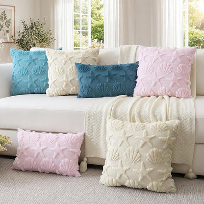 Summer Starfish Seashell Pillow Covers 18x18 Inch Set of 2