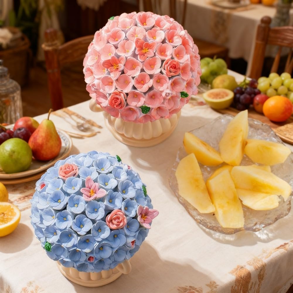 （8 Pieces）Cute Floral Decorative Fruit Fork Storage Set with Stainless Steel Forks and Holder for Home Use (Pink)