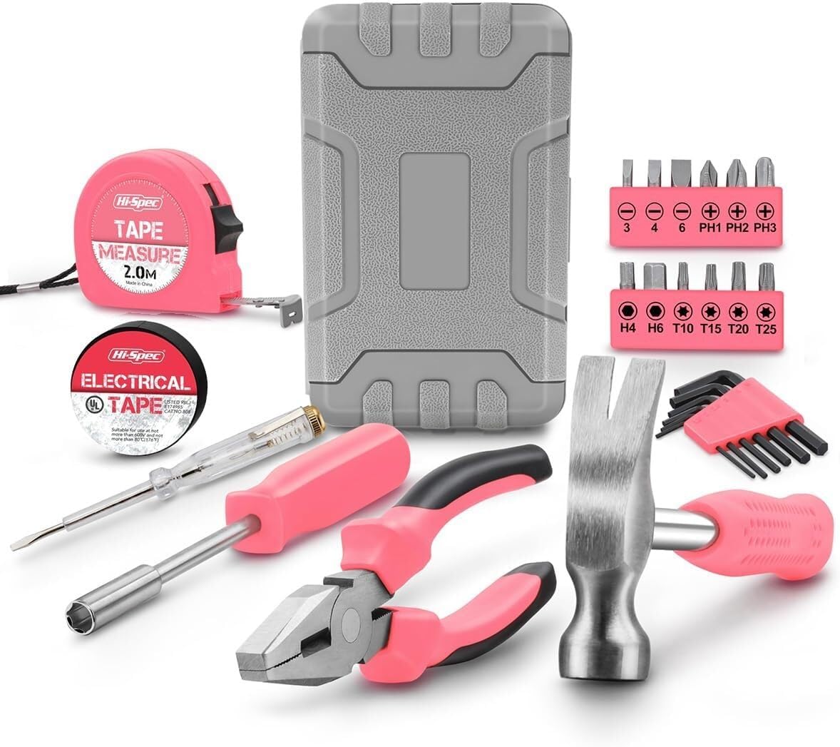 tool box 13-Pcs Household DIY Tool Kit for Women Compact Tool Box Set with Essential Starter Tools for Home Projects(24piece)