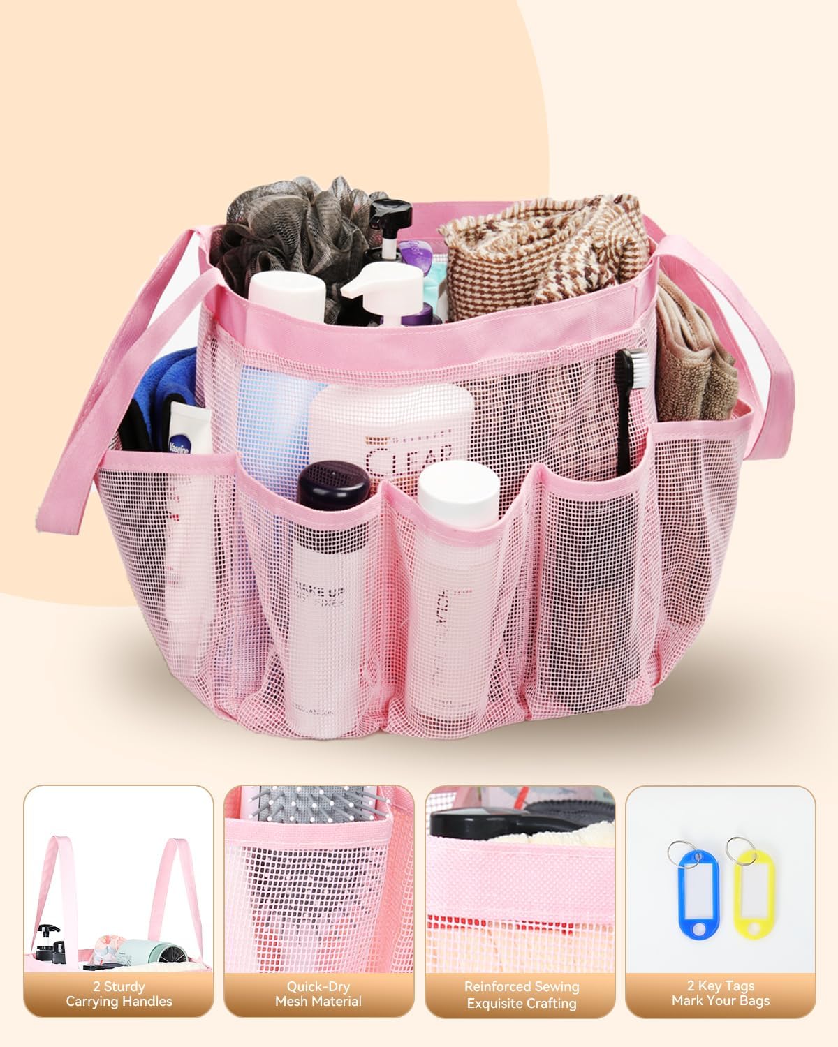 Mesh Shower Caddy Portable for College Dorm Room Essentials
