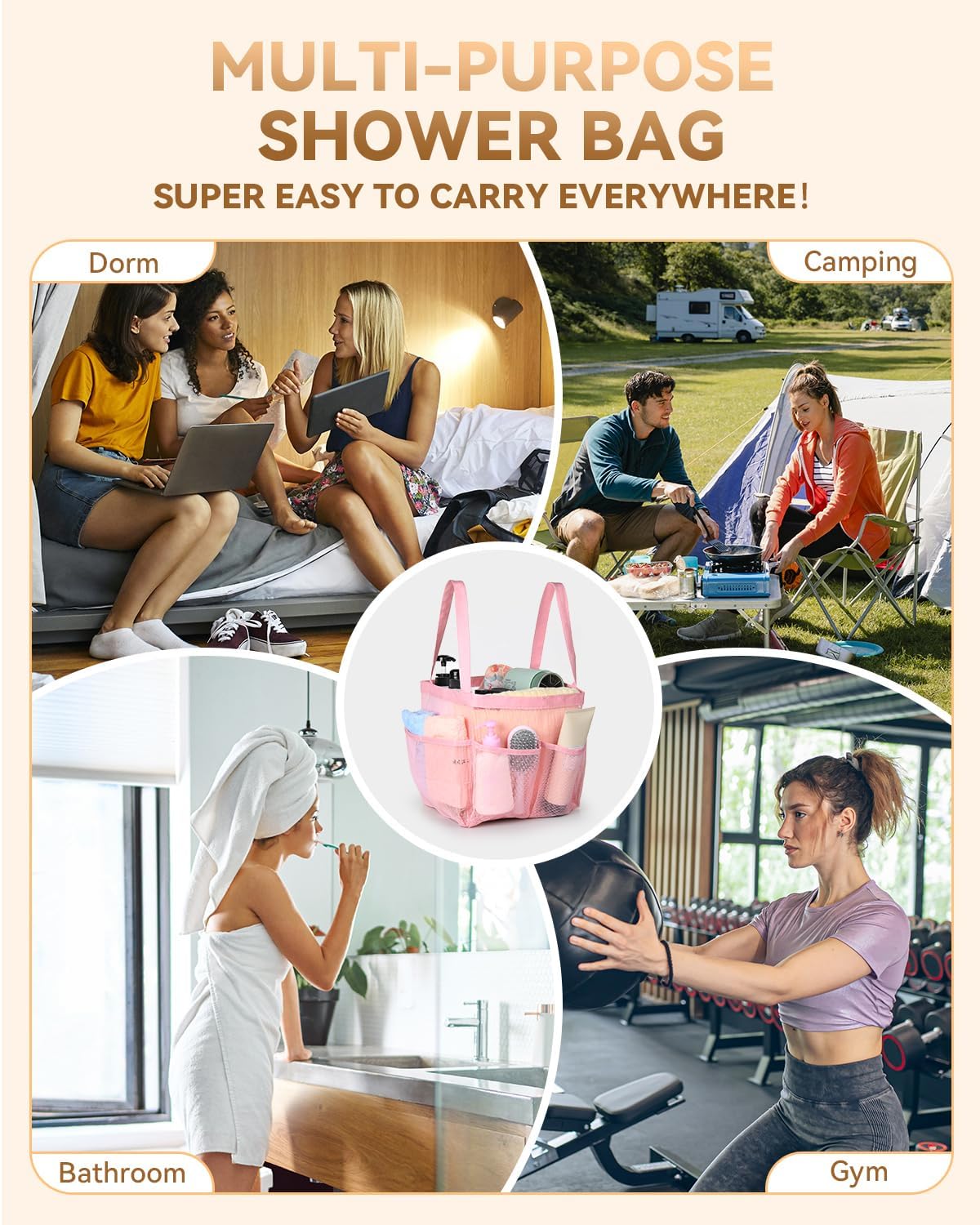 Mesh Shower Caddy Portable for College Dorm Room Essentials