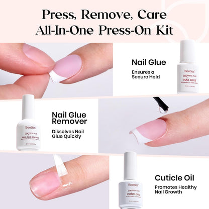 Beetles Press On Nail Kit - Extra Short Square French Tip Nails 210Pcs