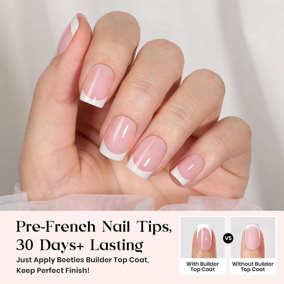 Beetles Press On Nail Kit - Extra Short Square French Tip Nails 210Pcs