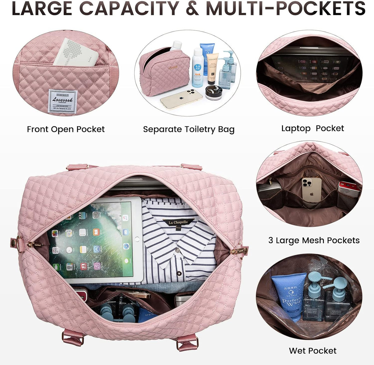 Travel Duffle Bag,Weekender Bags for Women with Shoe Compartment